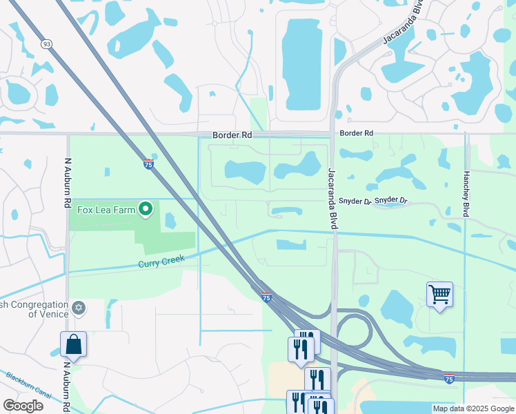 map of restaurants, bars, coffee shops, grocery stores, and more near 2267 Ewing Drive in Venice
