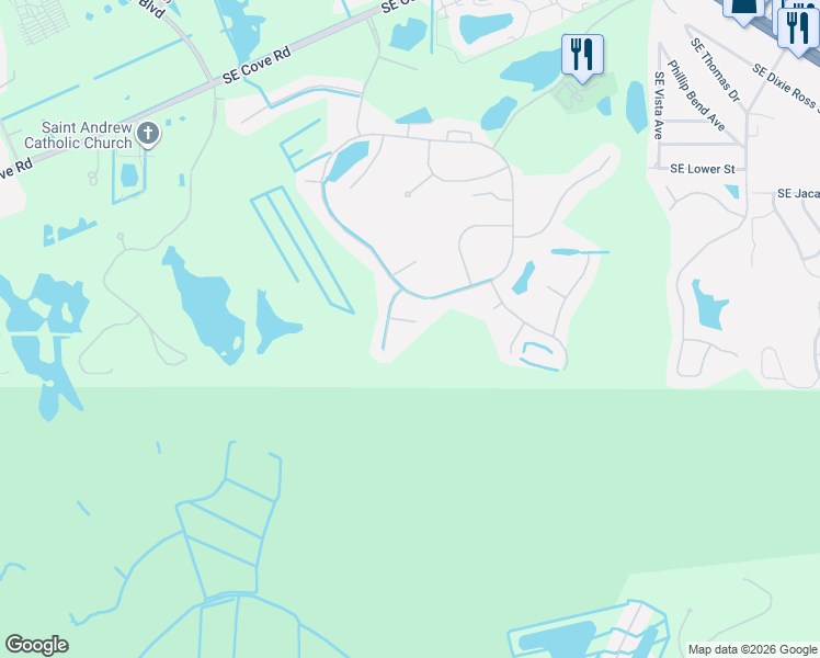 map of restaurants, bars, coffee shops, grocery stores, and more near 7225 Southeast Cricket Court in Stuart