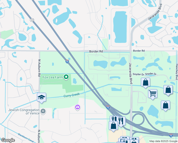 map of restaurants, bars, coffee shops, grocery stores, and more near 2170 Ewing Drive in Venice