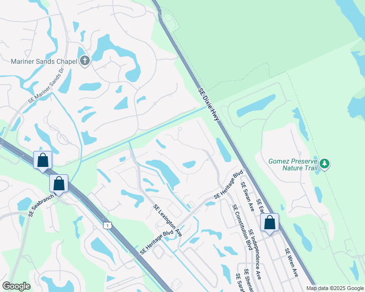 map of restaurants, bars, coffee shops, grocery stores, and more near 104 Southeast Constitution Boulevard in Hobe Sound