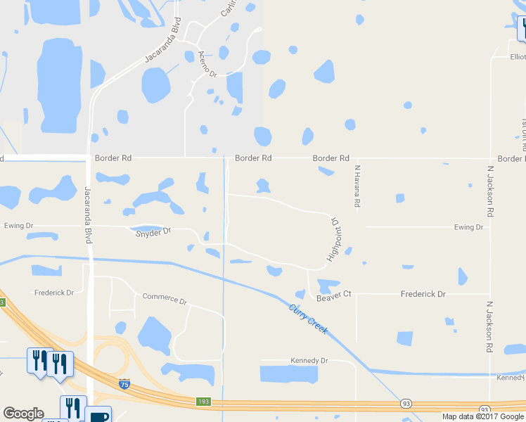 map of restaurants, bars, coffee shops, grocery stores, and more near 203 Highpoint Drive in Venice