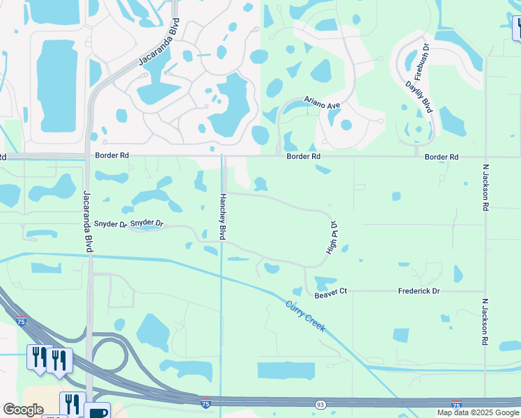map of restaurants, bars, coffee shops, grocery stores, and more near 203 Highpoint Drive in Venice
