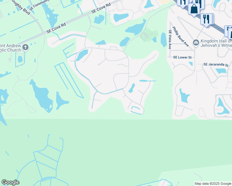 map of restaurants, bars, coffee shops, grocery stores, and more near 7039 Southeast Twin Oaks Circle in Stuart