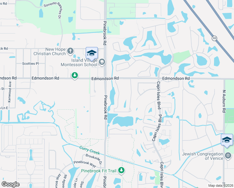 map of restaurants, bars, coffee shops, grocery stores, and more near 1455 Turnberry Drive in Venice