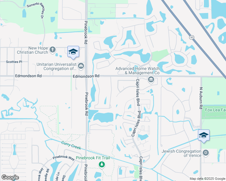 map of restaurants, bars, coffee shops, grocery stores, and more near 1440 Brenner Park Drive in Venice