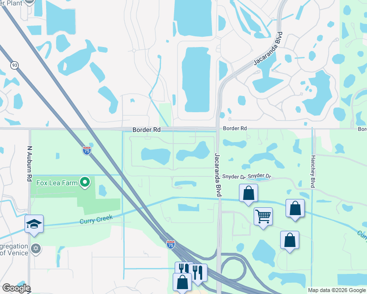 map of restaurants, bars, coffee shops, grocery stores, and more near 2152 Border Road in Venice