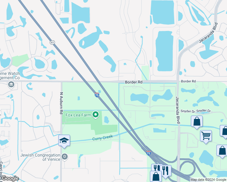 map of restaurants, bars, coffee shops, grocery stores, and more near 1981 Border Road in Venice