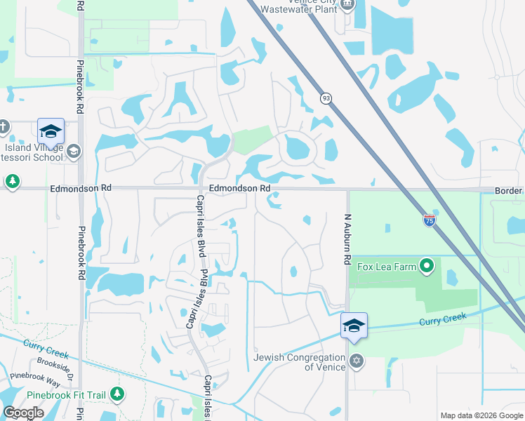 map of restaurants, bars, coffee shops, grocery stores, and more near 752 Sawgrass Bridge Road in Venice