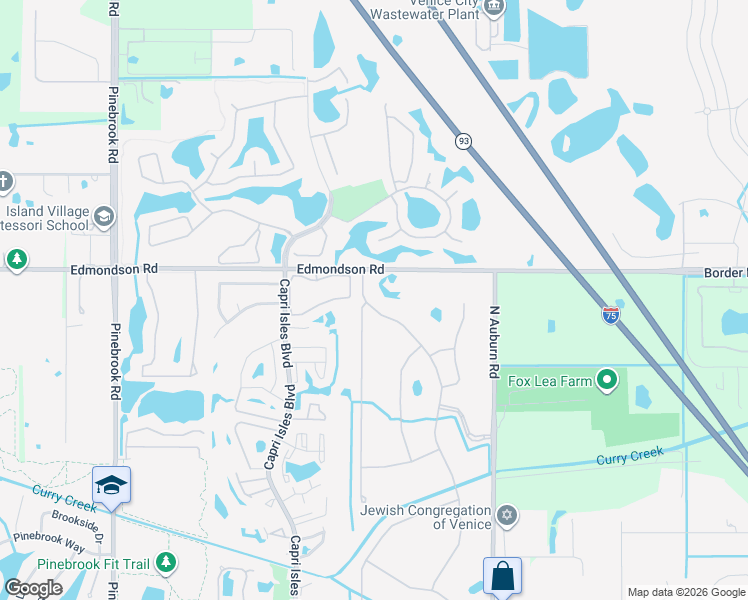 map of restaurants, bars, coffee shops, grocery stores, and more near 752 Sawgrass Bridge Road in Venice
