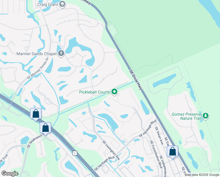 map of restaurants, bars, coffee shops, grocery stores, and more near 6329 Southeast Baltusrol Terrace in Stuart