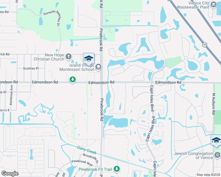 map of restaurants, bars, coffee shops, grocery stores, and more near 1455 Turnberry Drive in Venice