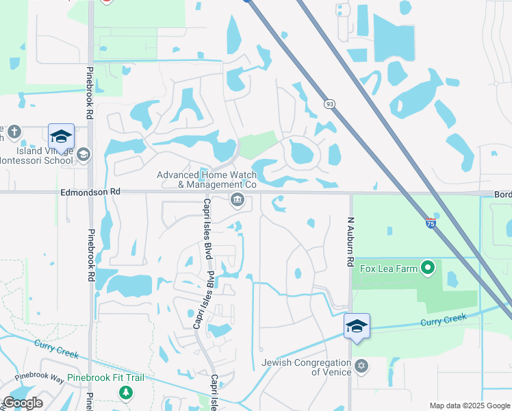 map of restaurants, bars, coffee shops, grocery stores, and more near 767 Sawgrass Bridge Road in Venice