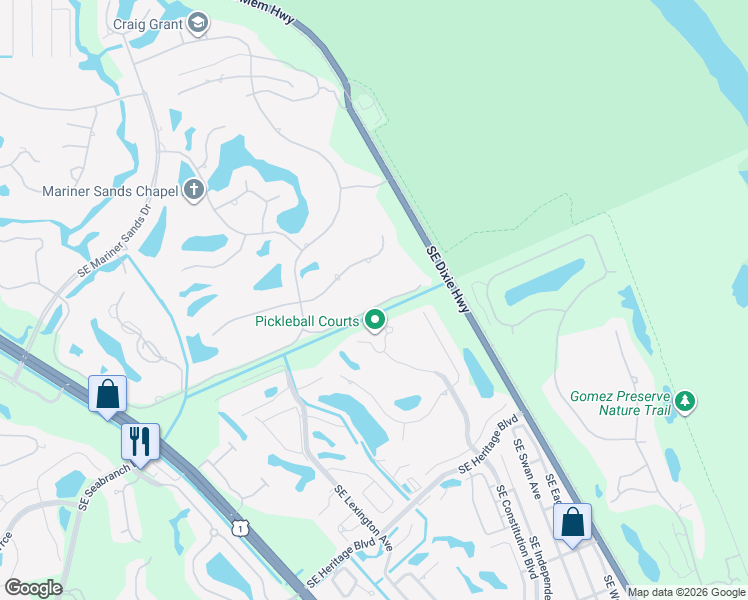map of restaurants, bars, coffee shops, grocery stores, and more near 6329 Southeast Baltusrol Terrace in Stuart