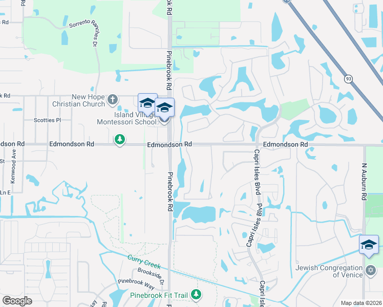 map of restaurants, bars, coffee shops, grocery stores, and more near 1455 Turnberry Drive in Venice