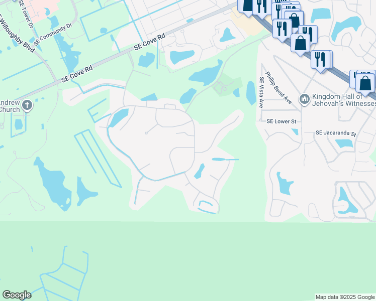 map of restaurants, bars, coffee shops, grocery stores, and more near 6776 Southeast Warwick Lane in Stuart
