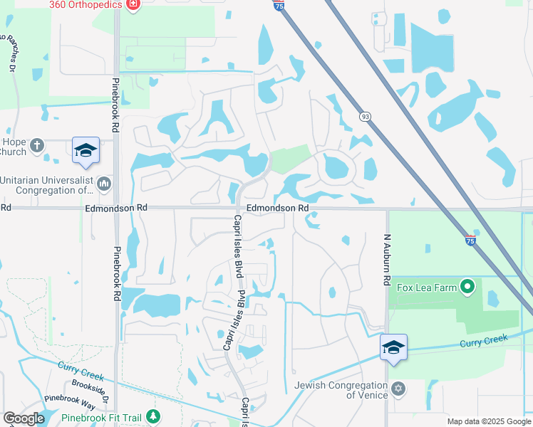 map of restaurants, bars, coffee shops, grocery stores, and more near 1336 Clubview Court in Venice