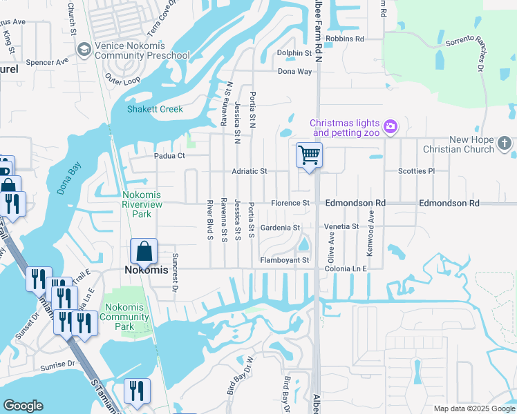 map of restaurants, bars, coffee shops, grocery stores, and more near 213 Verona Street South in Nokomis