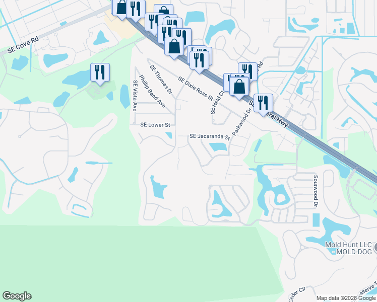 map of restaurants, bars, coffee shops, grocery stores, and more near 3954 Walnut Place in Stuart