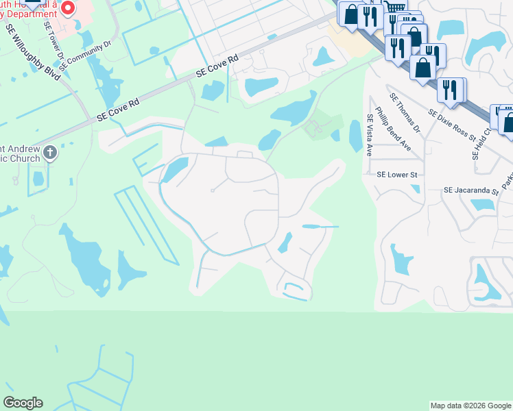 map of restaurants, bars, coffee shops, grocery stores, and more near 6824 Southeast Warwick Lane in Stuart