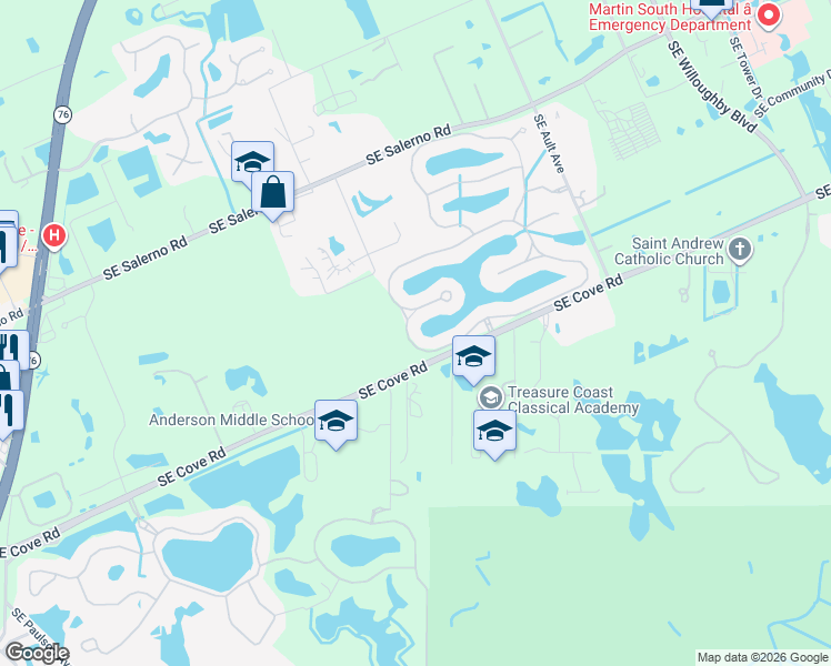 map of restaurants, bars, coffee shops, grocery stores, and more near 1411 Southeast Legacy Cove Circle in Stuart