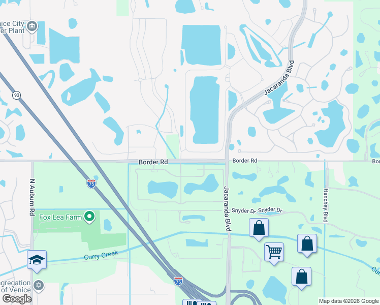 map of restaurants, bars, coffee shops, grocery stores, and more near 2152 Border Road in Venice