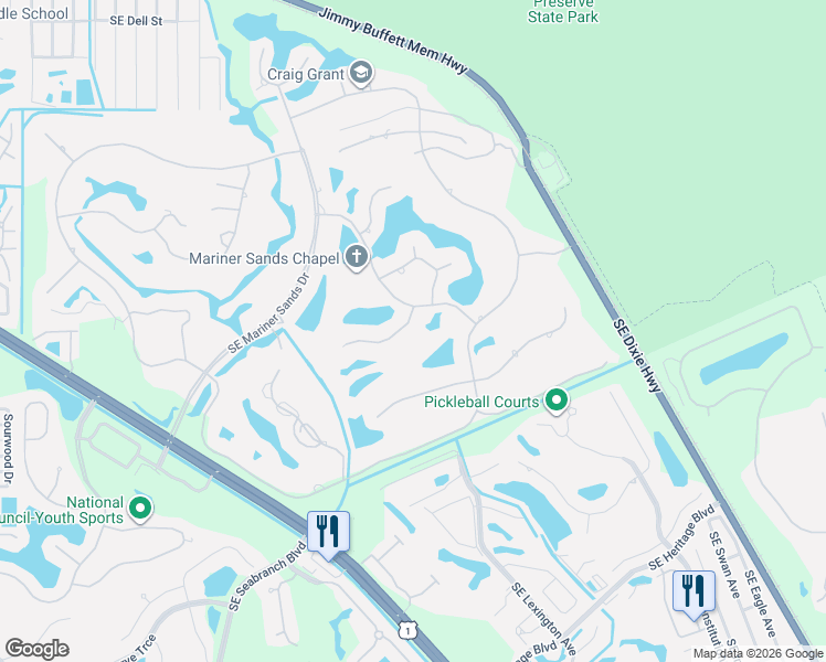 map of restaurants, bars, coffee shops, grocery stores, and more near 6601 Southeast Barrington Drive in Stuart