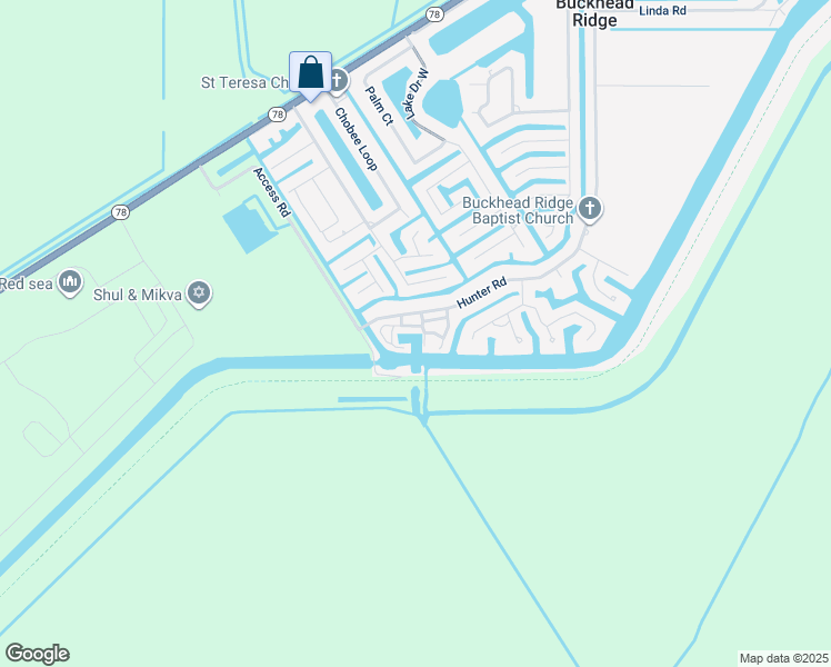 map of restaurants, bars, coffee shops, grocery stores, and more near 35 Access Road in Okeechobee
