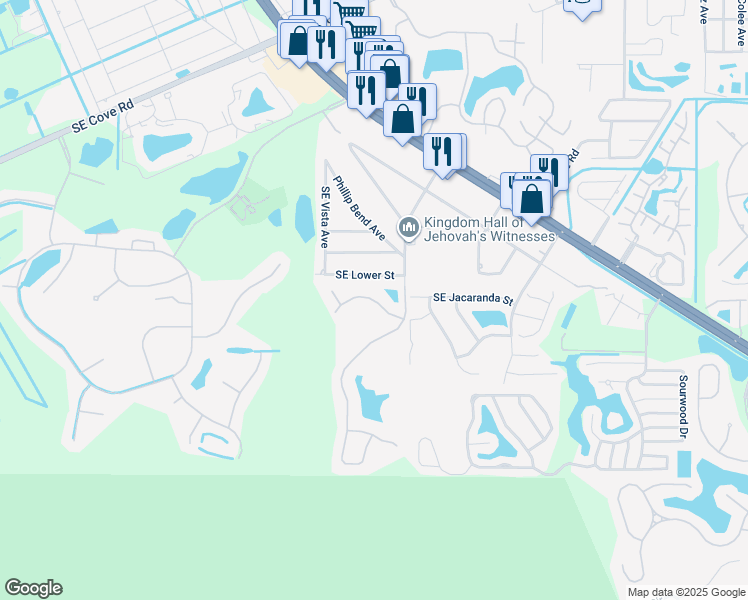 map of restaurants, bars, coffee shops, grocery stores, and more near 3822 Southeast Canvasback Place in Stuart