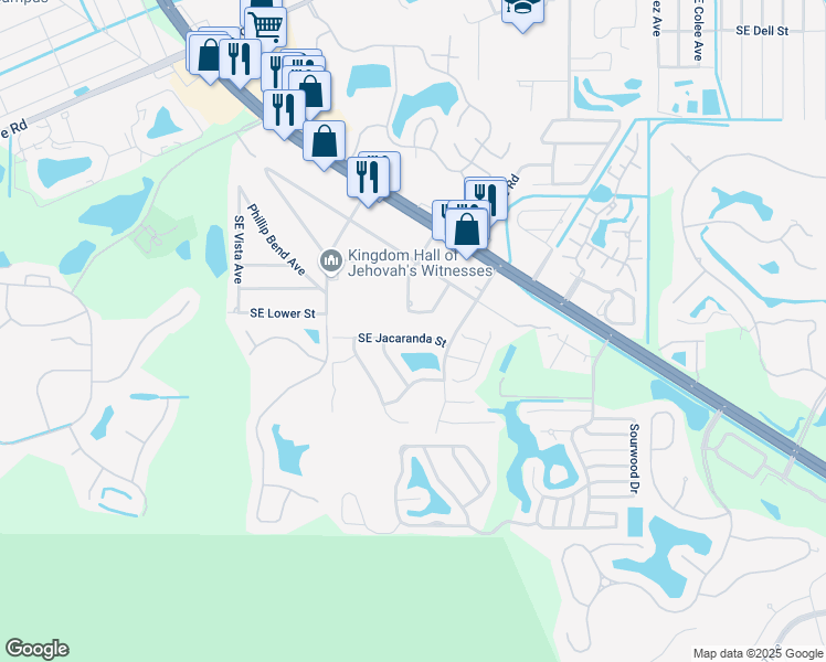map of restaurants, bars, coffee shops, grocery stores, and more near 6578 Southeast Held Court in Stuart