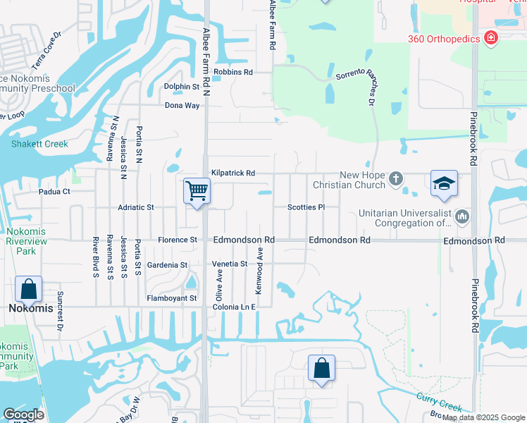 map of restaurants, bars, coffee shops, grocery stores, and more near 103 Orange Grove Avenue South in Nokomis