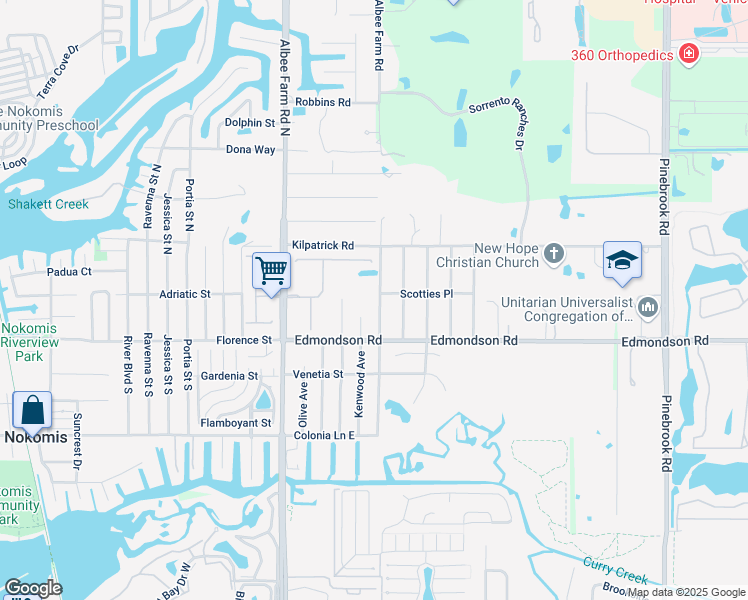 map of restaurants, bars, coffee shops, grocery stores, and more near 103 Orange Grove Avenue South in Nokomis