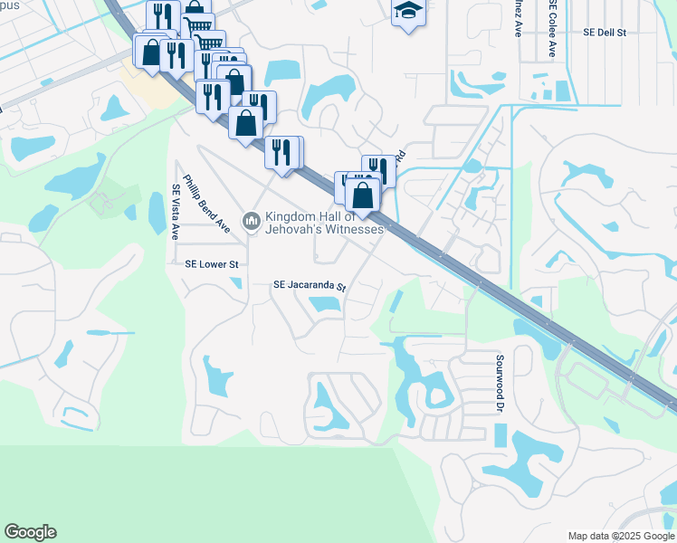 map of restaurants, bars, coffee shops, grocery stores, and more near 4200 Southeast Robert Loop Road in Stuart