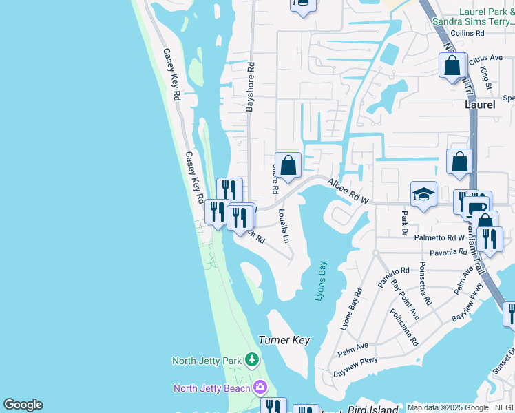 map of restaurants, bars, coffee shops, grocery stores, and more near 910 Albee Road West in Nokomis