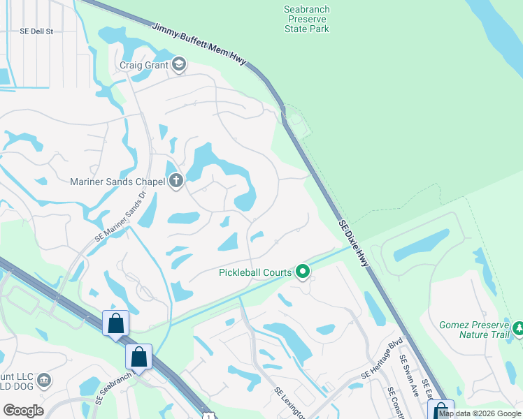 map of restaurants, bars, coffee shops, grocery stores, and more near 6501 Southeast Winged Foot Drive in Stuart