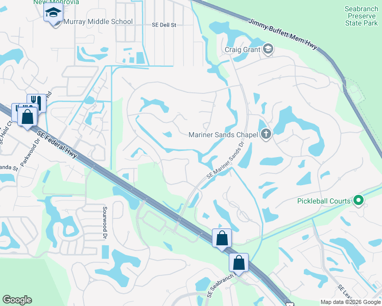 map of restaurants, bars, coffee shops, grocery stores, and more near 5293 Southeast Club Way in Stuart