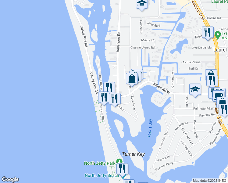 map of restaurants, bars, coffee shops, grocery stores, and more near 1009 Albee Road West in Nokomis