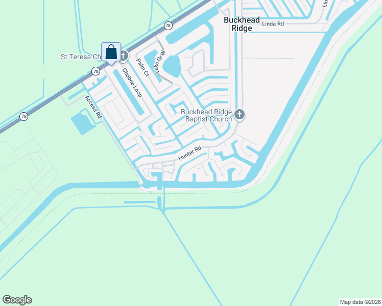 map of restaurants, bars, coffee shops, grocery stores, and more near 1166 Lisa Lane in Okeechobee