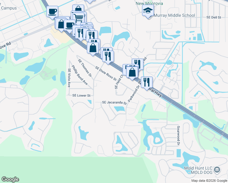 map of restaurants, bars, coffee shops, grocery stores, and more near 6478 Southeast Held Court in Stuart