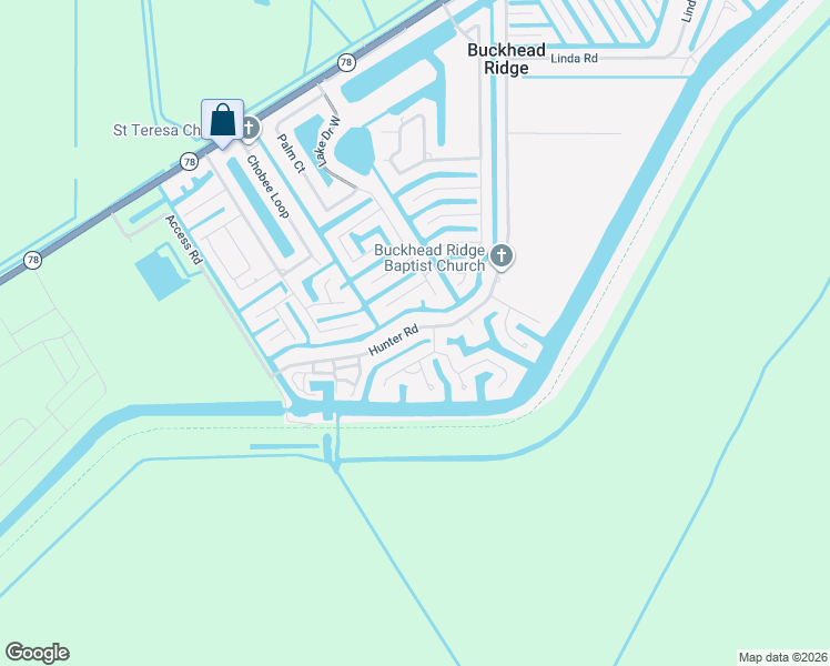 map of restaurants, bars, coffee shops, grocery stores, and more near 1958 Hunter Road in Okeechobee