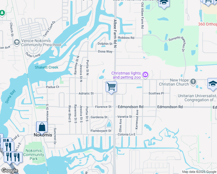 map of restaurants, bars, coffee shops, grocery stores, and more near in Nokomis