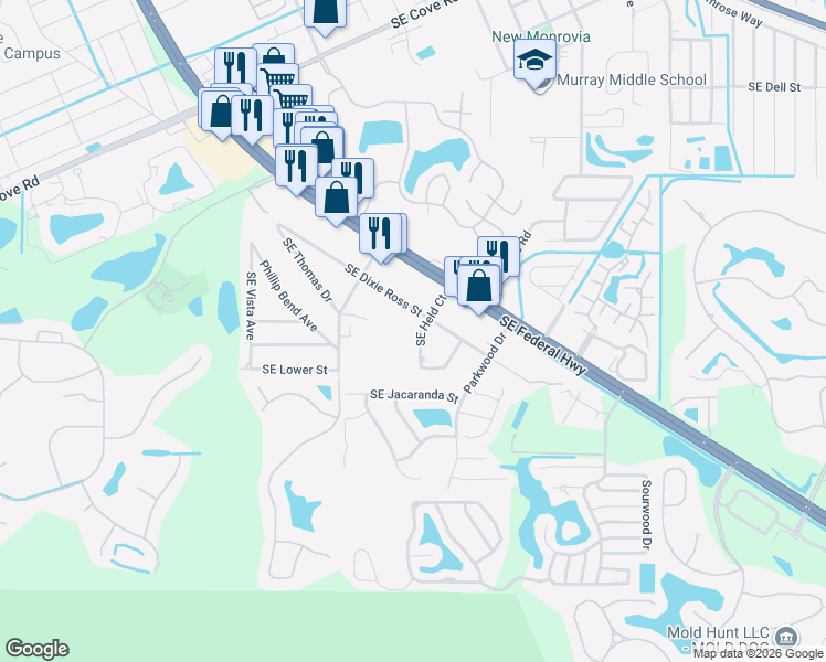 map of restaurants, bars, coffee shops, grocery stores, and more near 6478 Southeast Held Court in Stuart