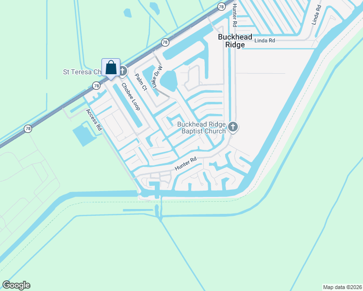 map of restaurants, bars, coffee shops, grocery stores, and more near 99 Trout Street in Okeechobee