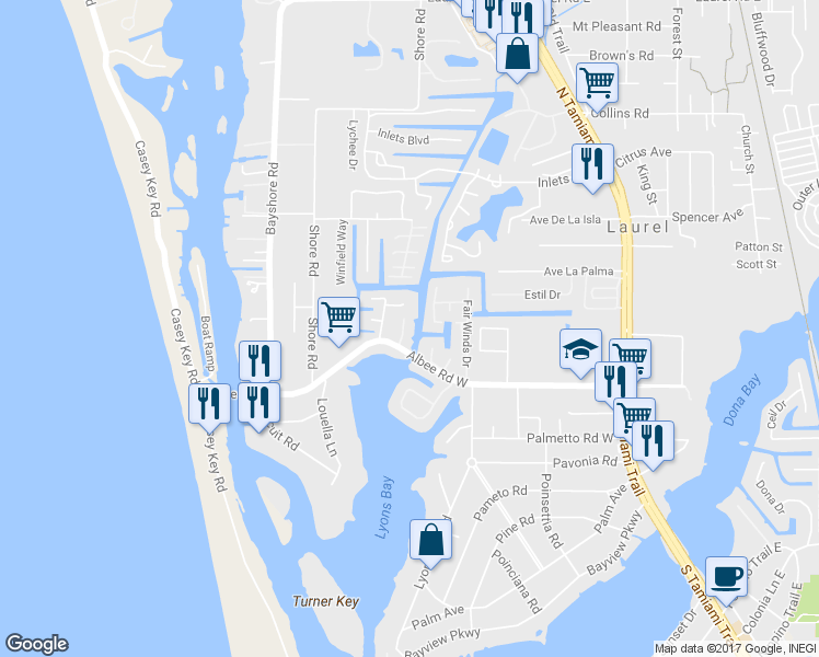 map of restaurants, bars, coffee shops, grocery stores, and more near 106 Pops Lane in Nokomis