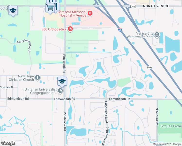 map of restaurants, bars, coffee shops, grocery stores, and more near 1729 Ardry Way in Venice