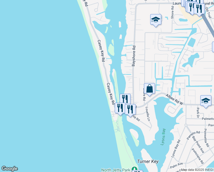 map of restaurants, bars, coffee shops, grocery stores, and more near 217 Casey Key Road in Nokomis