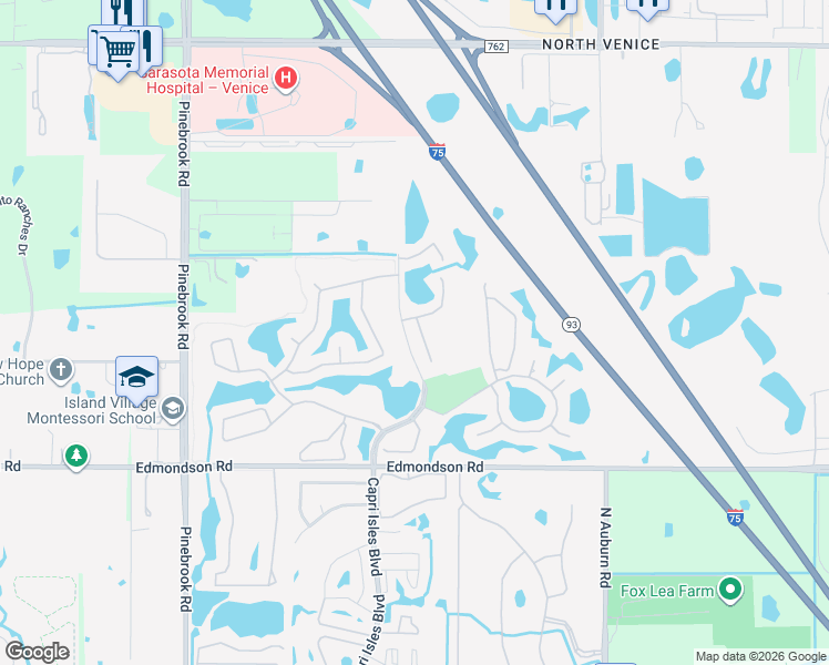 map of restaurants, bars, coffee shops, grocery stores, and more near 1604 Slate Ct in Venice