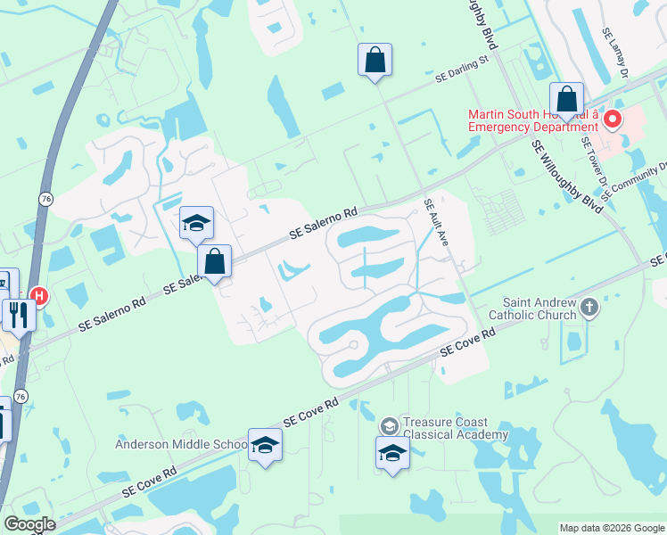 map of restaurants, bars, coffee shops, grocery stores, and more near 1208 Southeast Conference Circle in Stuart