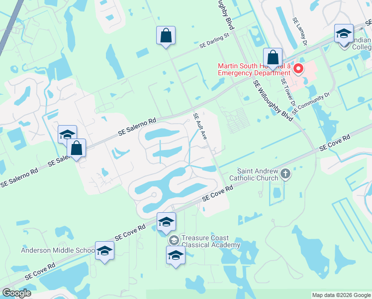 map of restaurants, bars, coffee shops, grocery stores, and more near 1581 Southeast Conference Circle in Stuart