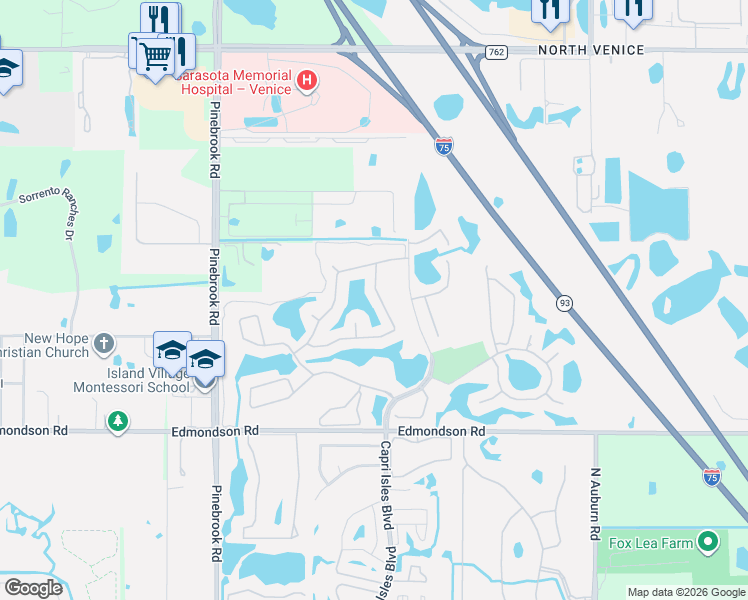map of restaurants, bars, coffee shops, grocery stores, and more near 1675 Valley Drive in Venice