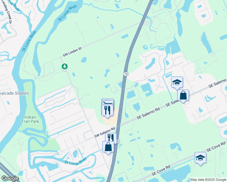 map of restaurants, bars, coffee shops, grocery stores, and more near 89 Southwest Blackburn Terrace in Stuart